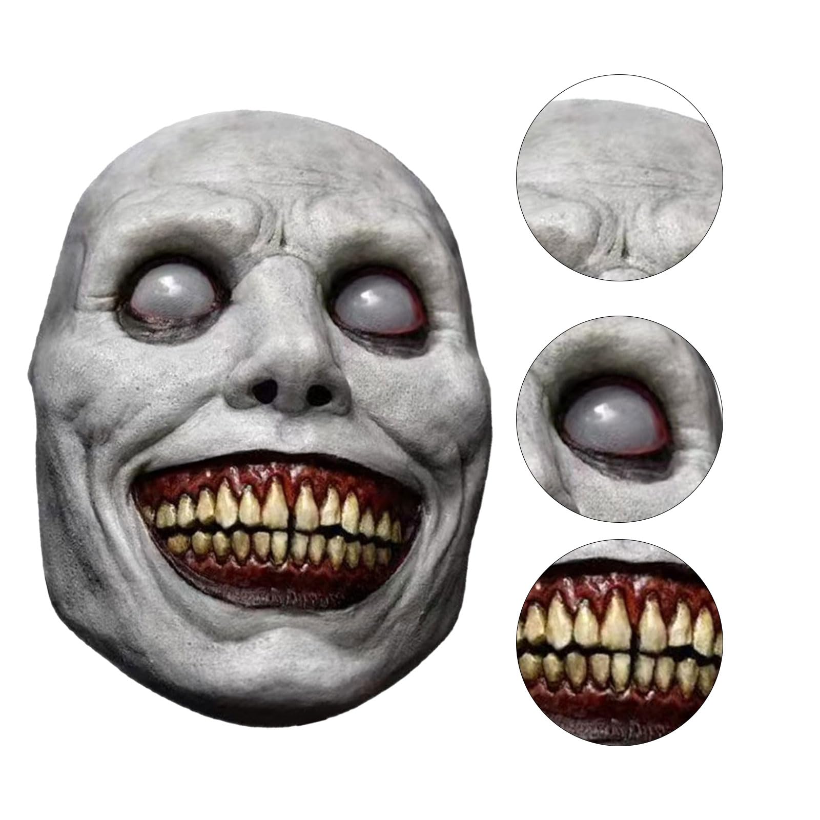 SSKHE Halloween Exorcist Smile Mask,Creepy Horror Evil Face,Scary Masquerade Halloween Mask,Smiling Demon Scary Clown Cosplay for Cosplay Props and Party Costume Accessories - Image 3