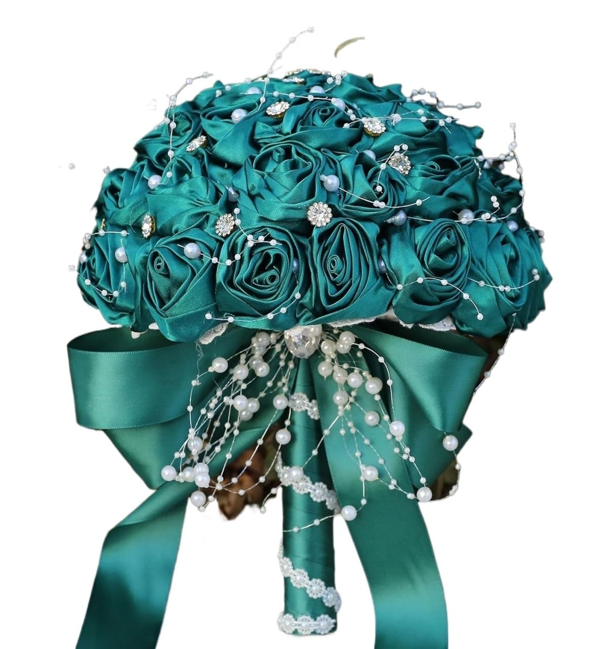 HJRegaFimu Exotic Dried Flower Bouquet Colorful Bridal Wedding Artificial Flowers Suitable For Brides And Bridesmaids Quinceanera Porch Decoration Bedroom Dining Table(dark Green)
