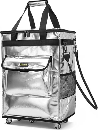 BALEINE Reusable Grocery Bag on Wheels, Foldable Rolling Tote Bag