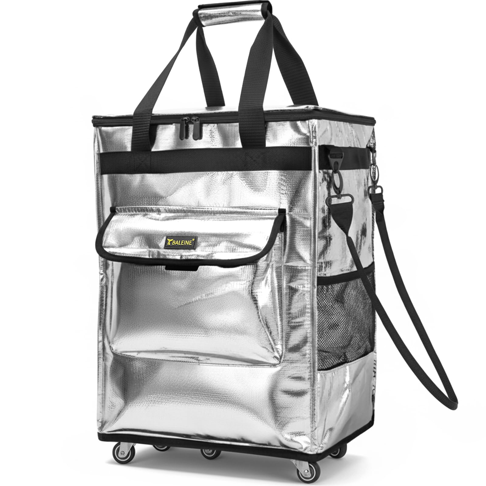 BALEINE Reusable Grocery Bag on Wheels, Foldable Rolling Tote Bag