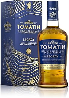 Tomatin Legacy Whiskey - Highland Single Malt Scotch Whisky Maturato in Botti di Bourbon e Virgin Oak, 43%, Bottiglia in Vetro da 70cl