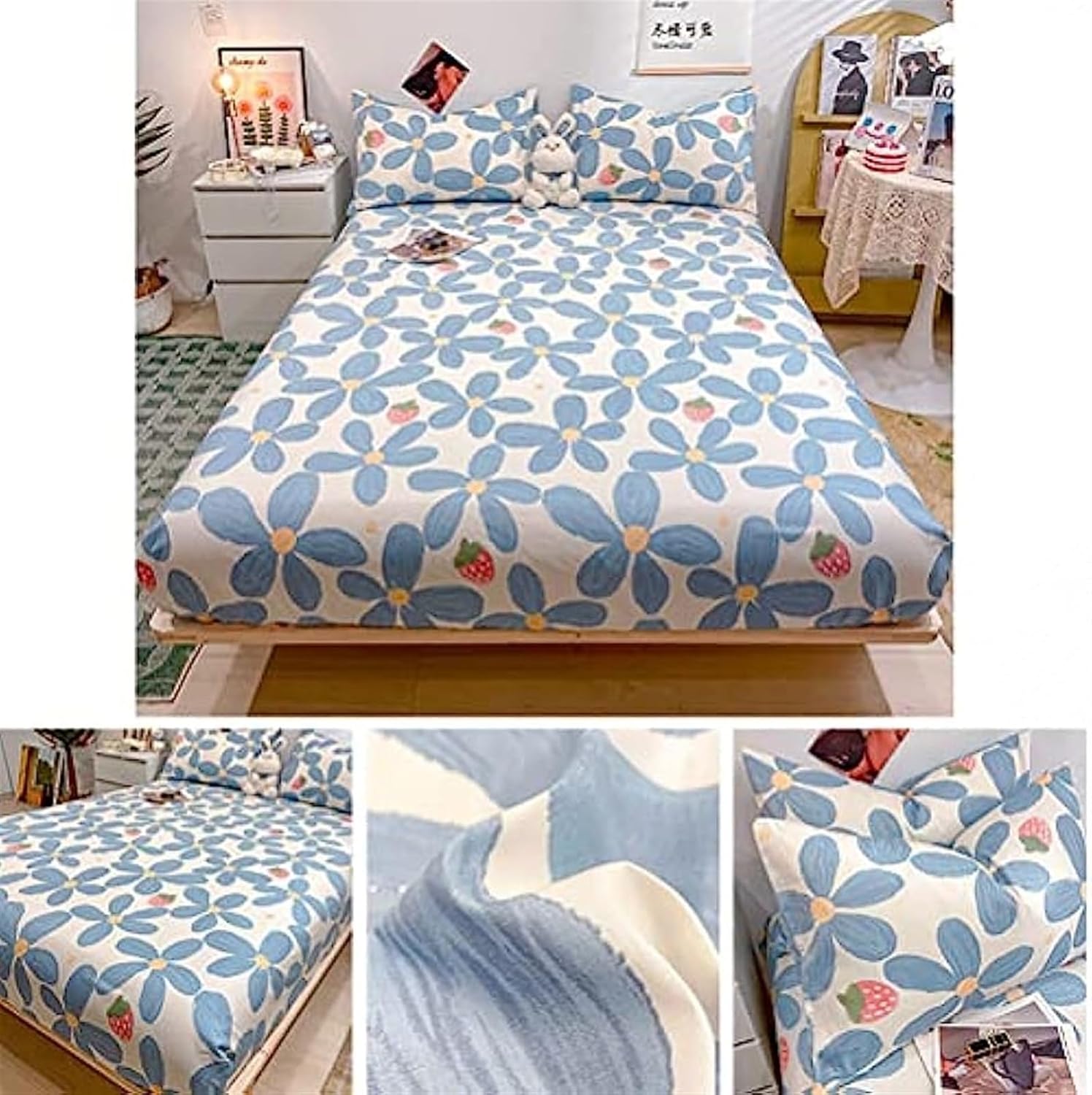 100% Cotton Sheets for Queen Size Bed,Soft & Comfortable Fabric Bedding,Extra Deep Pocket Up to 8 in(20cm) (Color : I, Size : 150cmx200cm) (Color : L, Size : 150cmx200cm)