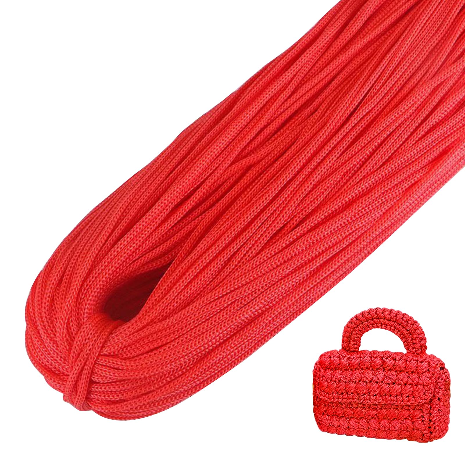 LEREATI Polyester Macrame Cord 3mm x 200m (656ft) Braided Cord Polyethylene Rope Macrame Yarn, Polyester Yarn for Crocheting, DIY, Craft Bag, Wall Hangings, Rug (Red) โ image 1