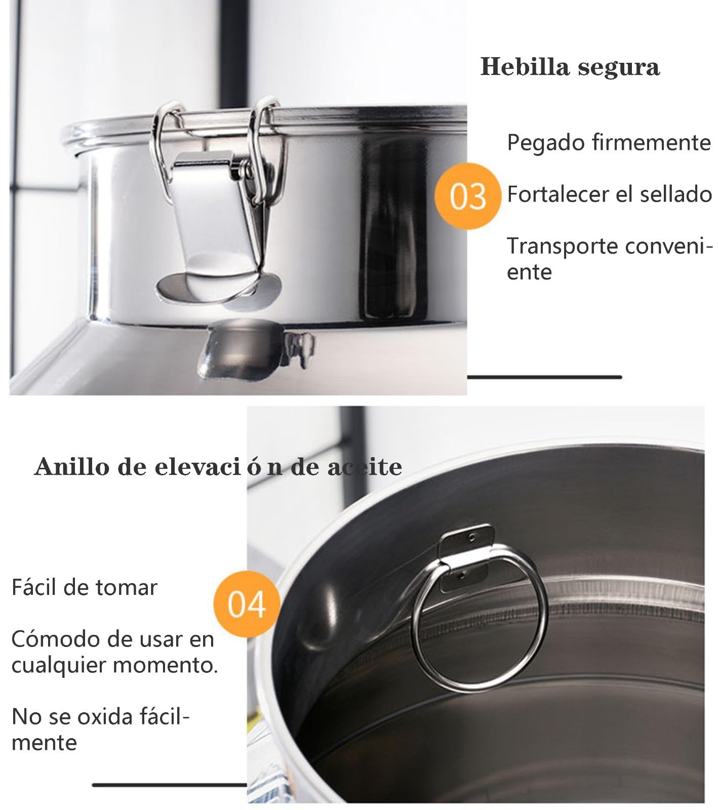 Jarra de leche de acero inoxidable con asa y tapa, contenedor de transporte resistente para almacenamiento de lácteos, vino y bebidas