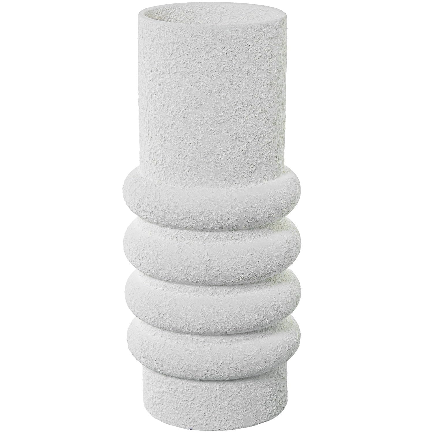 Vase en céramique Arena Rustica blanc 18x18x40 cm pour salon