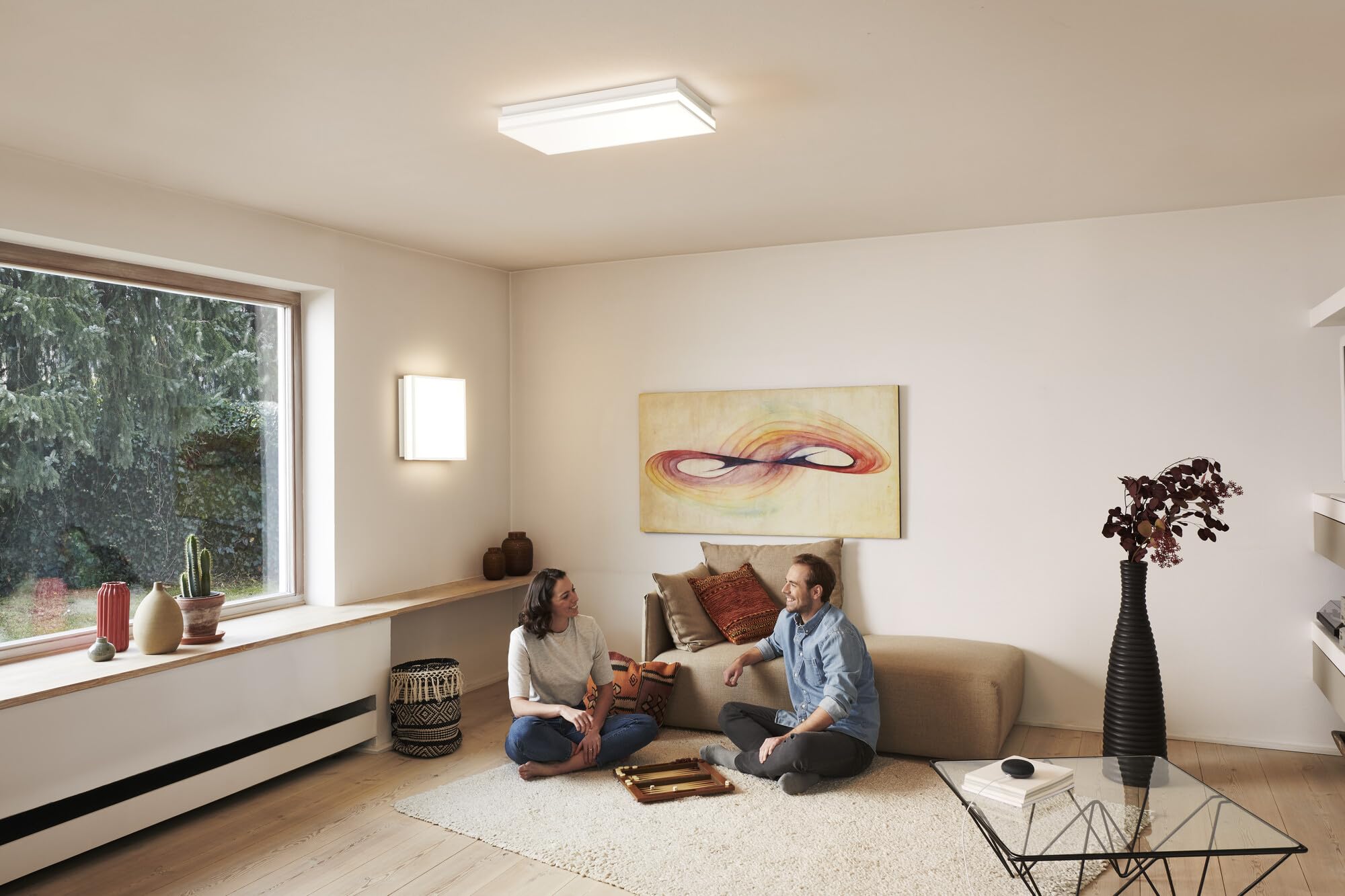 LEDVANCE ORBIS MAGNET SMART+ Wi-Fi 45x45cm, dimmbare LED Deckenleuchte für den Innenbereich, 42W, Farbtemperatur 3000-6500K, 4200 Lumen, Design-Lampe mit innovativem Magnetrahmen, schwarz