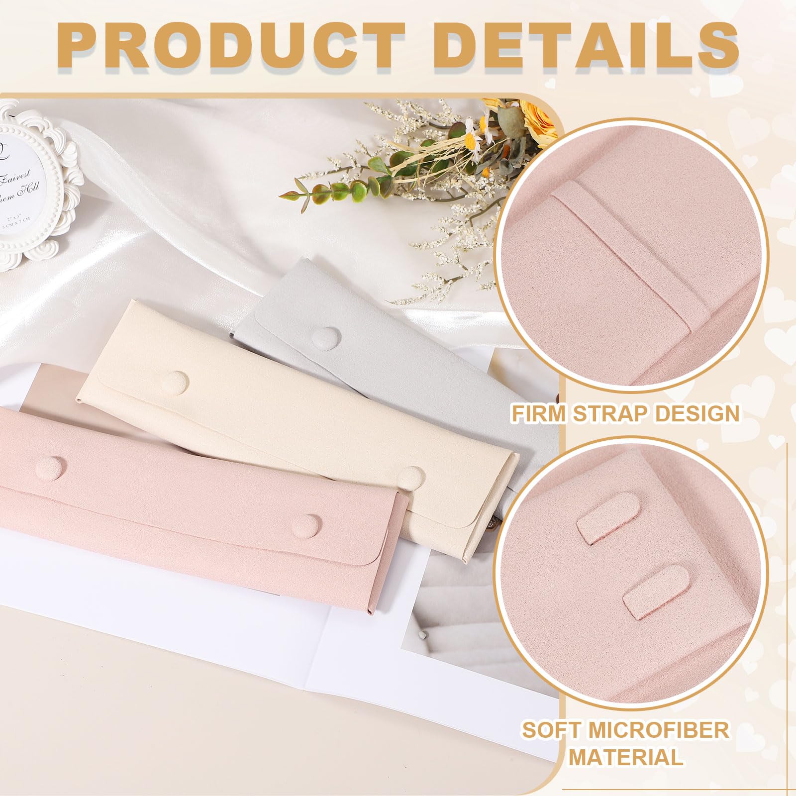QUARKZMAN 6 Pz Custodia Viaggio Collana In Microfibra Senza Grovigli Rosa