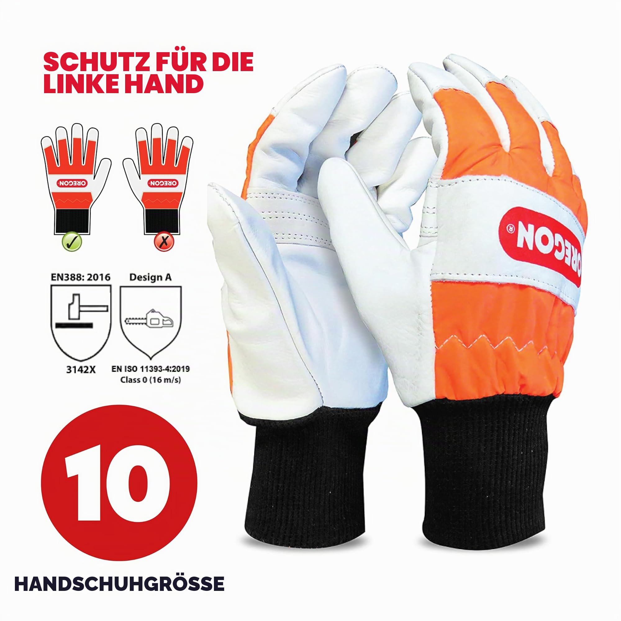Bundle mit Oregon Yukon Kettensägen-Sicherheitshelm, Kettensägen-Schutzhandschuhe aus Leder (Größe 10-L) und Yukon Kettensägen-Schnittschutzhose