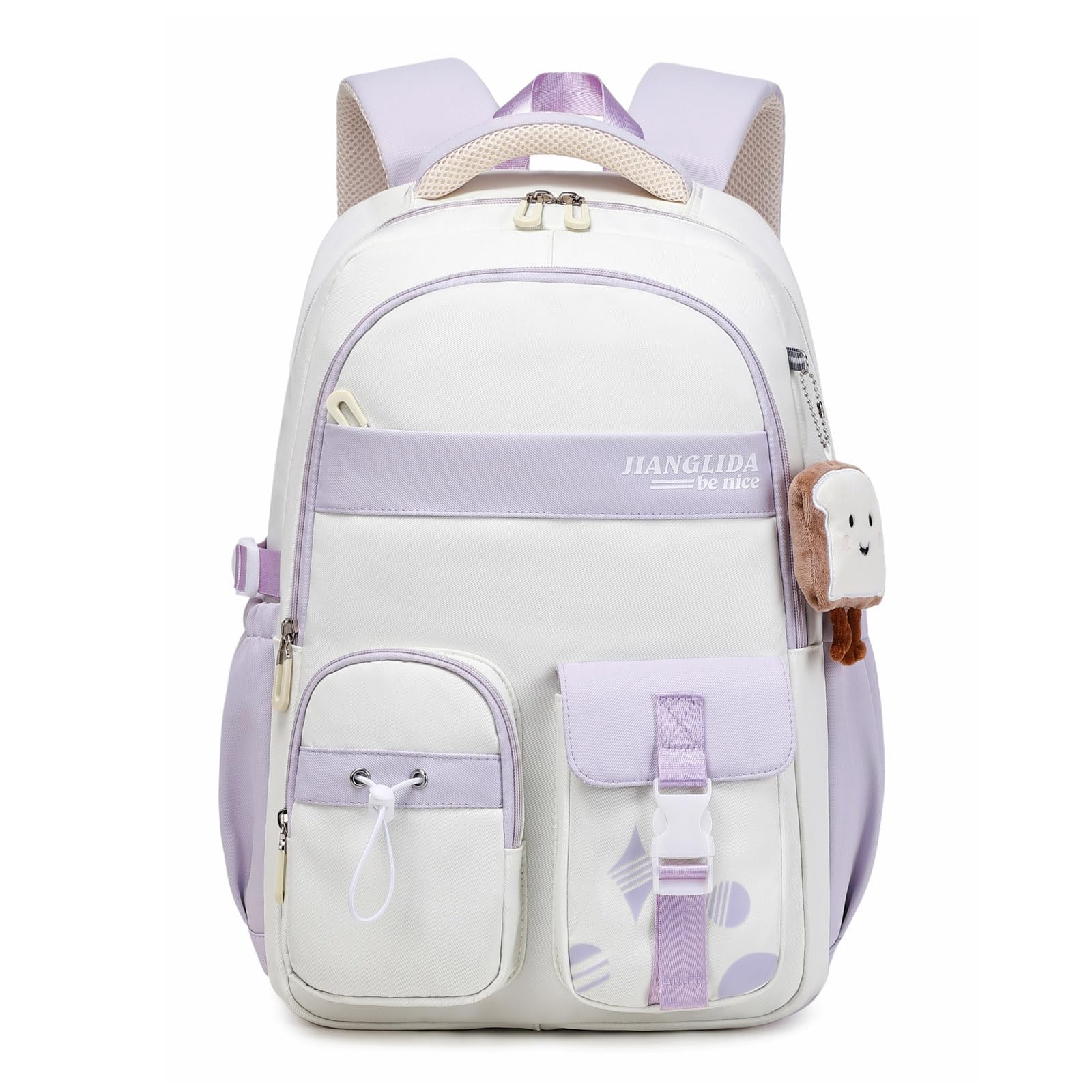 FANDARE Schulrucksack für Teenager & Uni - Wasserdicht, Laptop-Tagesrucksack für Damen & Herren - Leichter Rucksack in Hell Lila