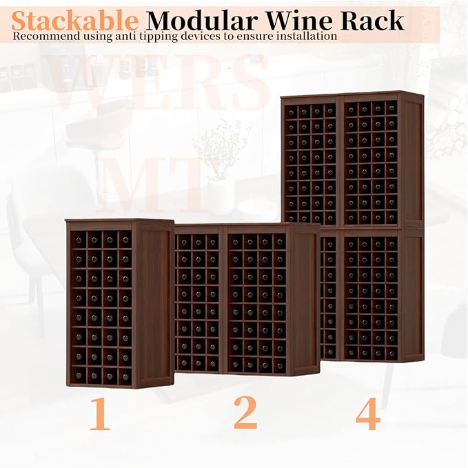Estante para Vino de Madera WERSMT 8 Niveles, Capacidad 32 Botellas miniatura 5