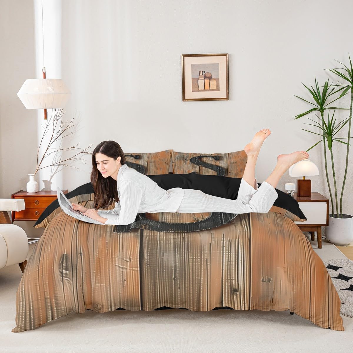 jejeloiu Letter S Duvet Cover Queen Size Personalized Initial S Bedding Set for Boys Girls Gifts for Women Teen Girl, Comforter Cover,No Comforter Rustic Farmhouse Bedroom Decor 3Pcs Modern Art