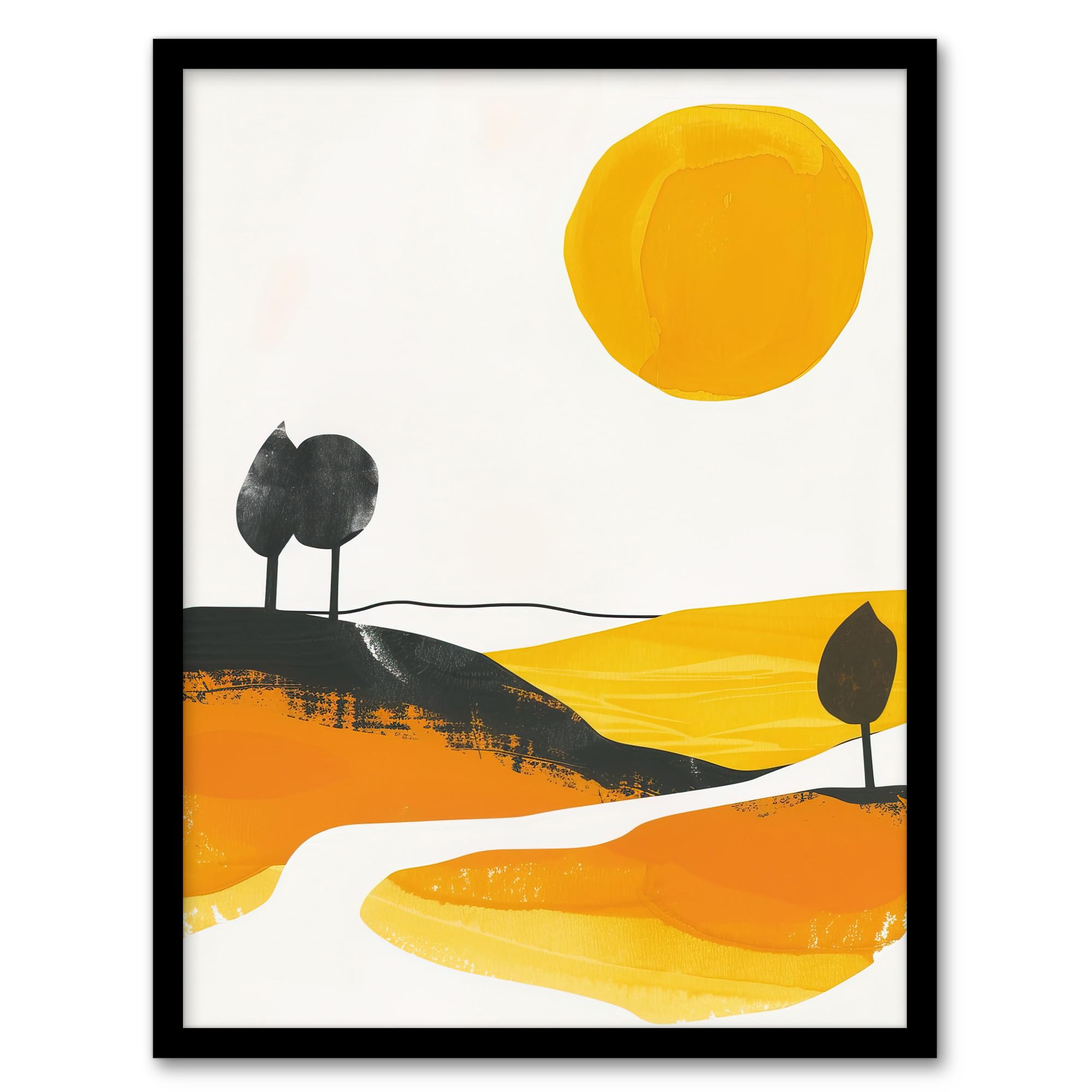 Artery8 Abstract Tuscany Field Yellow Orange Italy Summer Living Room Artwork Framed Wall Art Print A4
