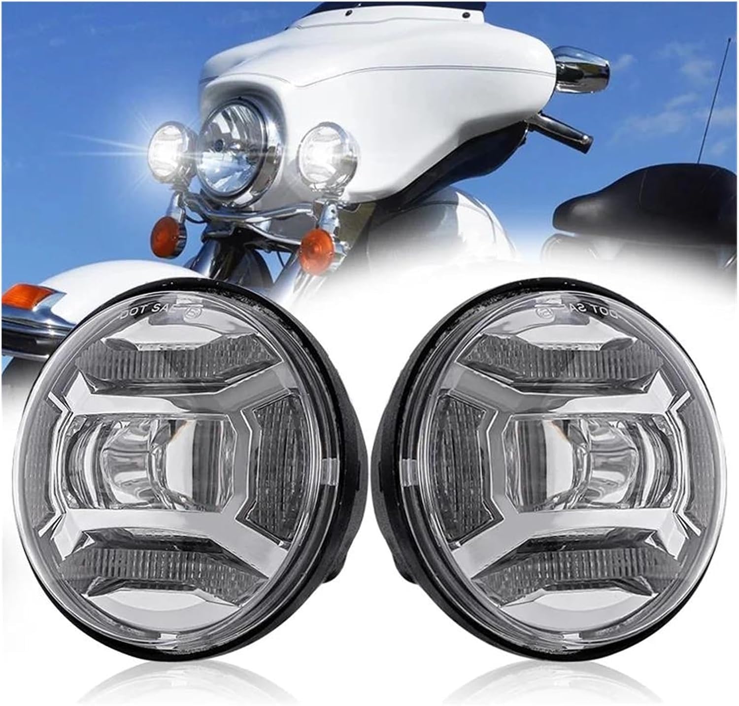 faro de motocicleta Para Modelos con 45 luces auxiliares delanteras redondas luces antiniebla LED de 4 5 pulgadas proyector de 4-1/2" lámpara auxiliar para motocicleta