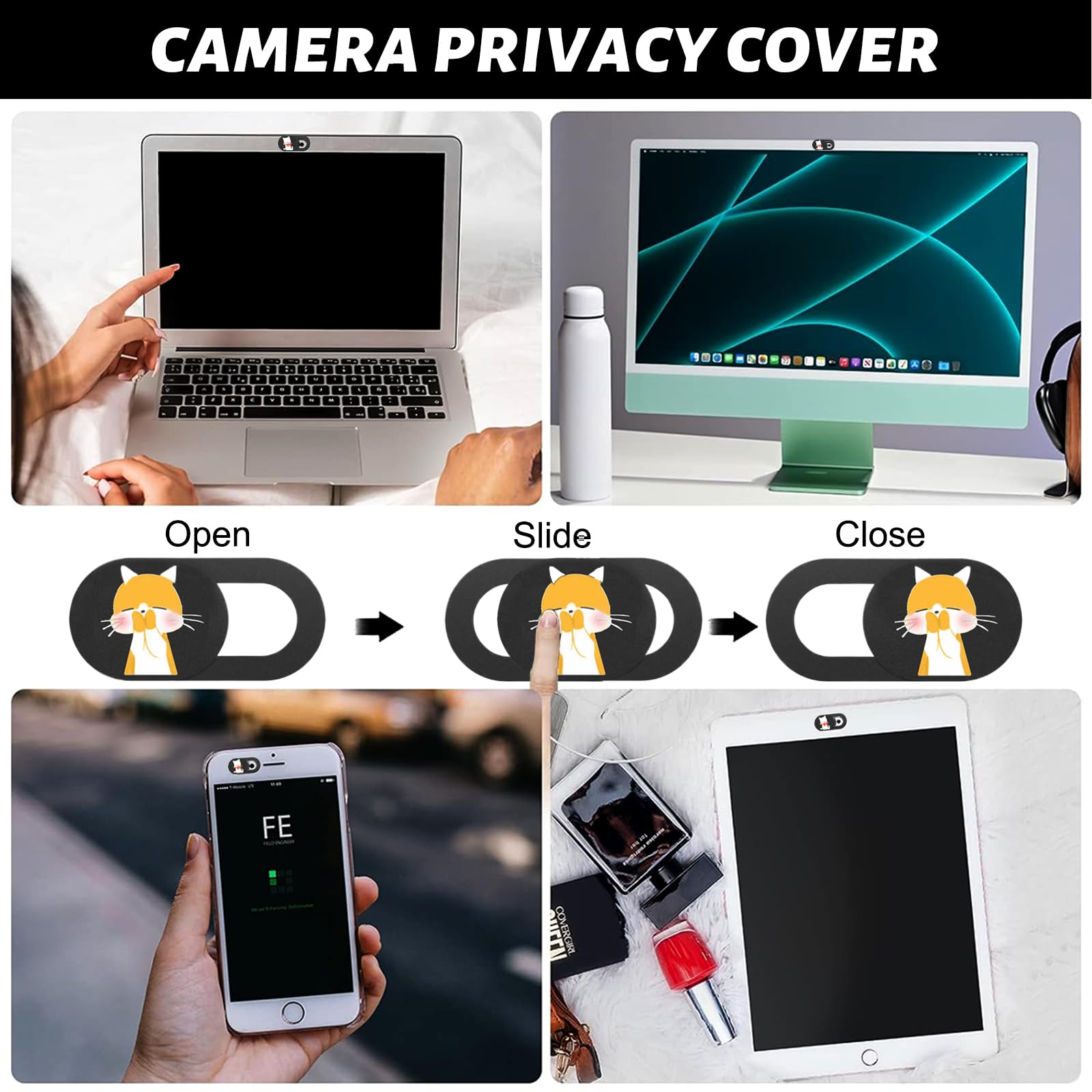 CATOR 6 Pezzi Webcam Cover Ultra Sottile per Laptop PC Tablet Smartphone