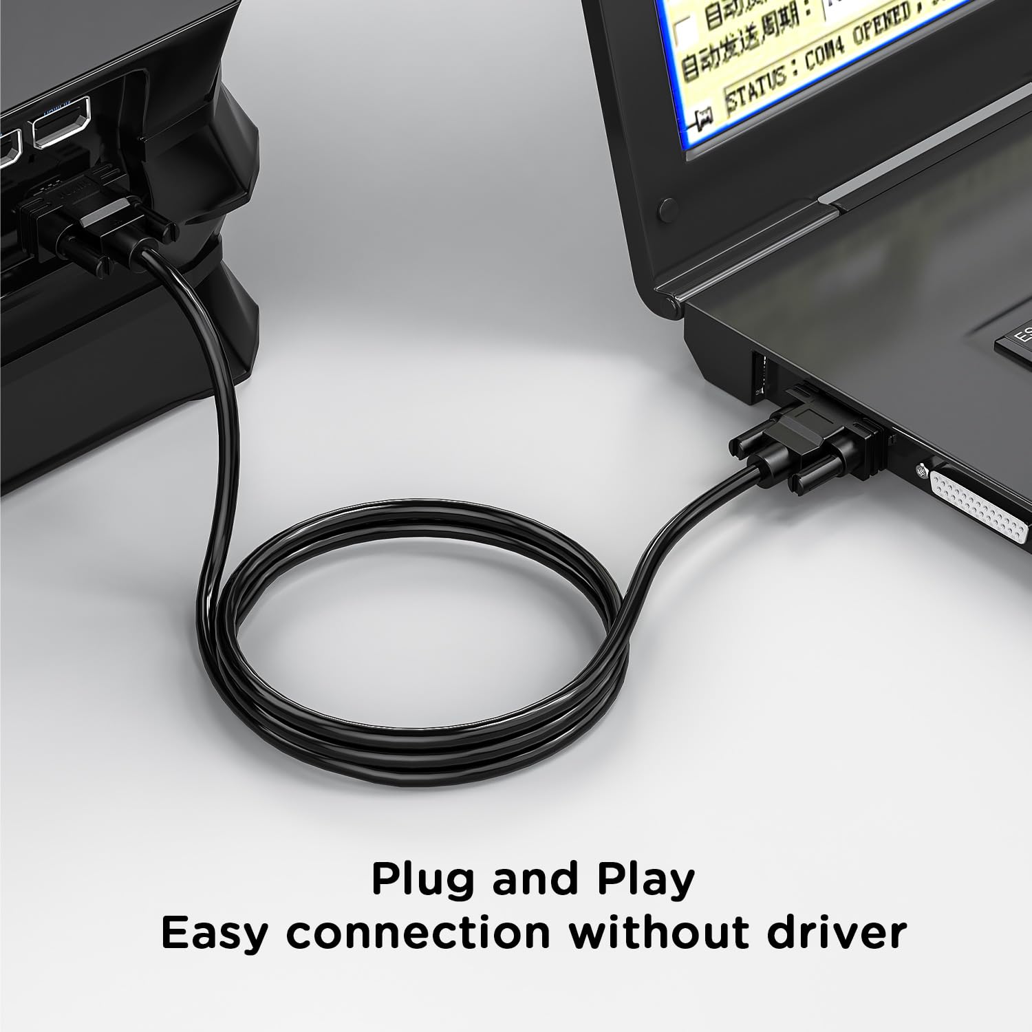 JUXINICE DB9 Male to Female Extension Cable Double Shield, D-SUB 9 pin RS232/RS485 Serial Cable 9pin 232 Serial Cable-Black -6FT