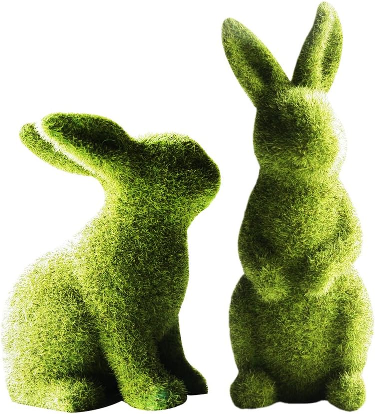 Amazon.com: Flocked Bunny Resin Kneeling Rabbit Easter Ornaments Rabbit ...