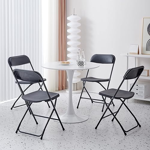 Miniatura 4 de Symylife Silla plegable de plástico, portátil, apilable, para exterioresinteriores, con marco de acero, para oficina, boda, fiesta, picnic, cocina,