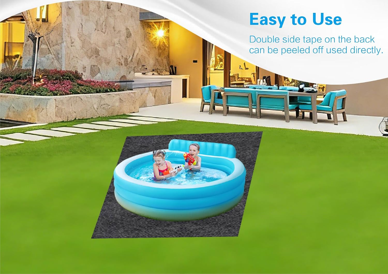 Outdoor Play Mat for Toddlers, Waterproof, Non-Slip, Durable Felt Mat for Water Play, Beach, Park, Picnic, Indoor or Outdoor Activity Play Table, 39.37 x 39.37 Inch