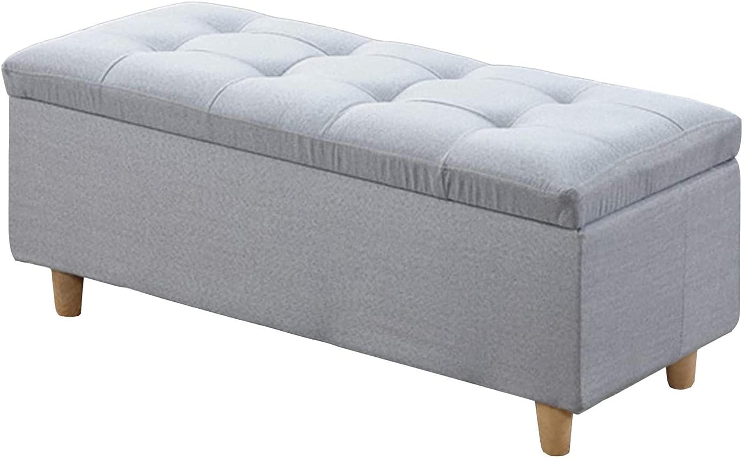LMMIAOZ Fabric Storage Stool with Flipping Lid and Cushion 31inch Foot Stool Bench for Shoes and Storage