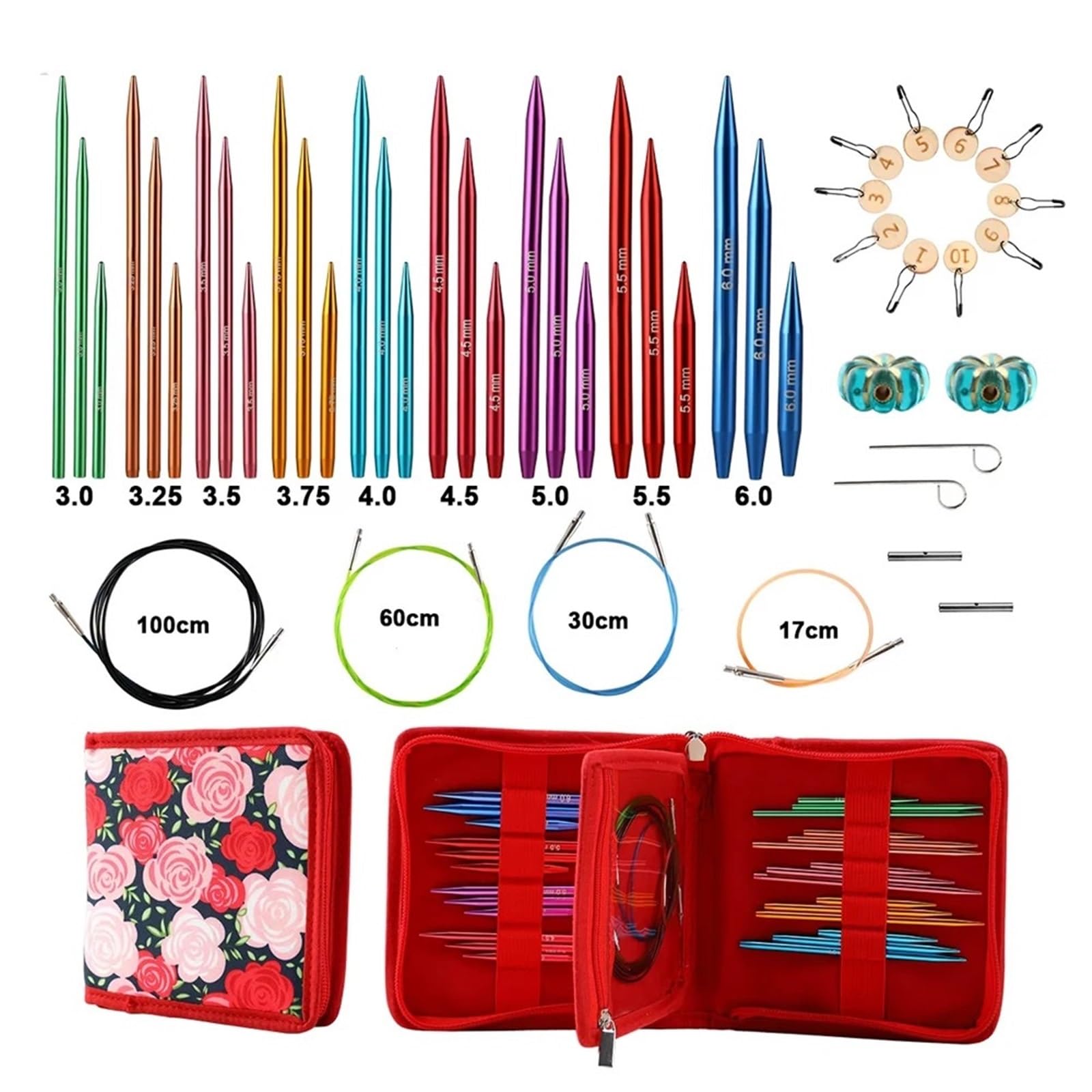 Nähset Nähen Stricken Häkelnadeln Set DIY Anfänger Haken Kits mit Aufbewahrungstasche Material Pack und Werkzeuge für zu Hause(39pcs)