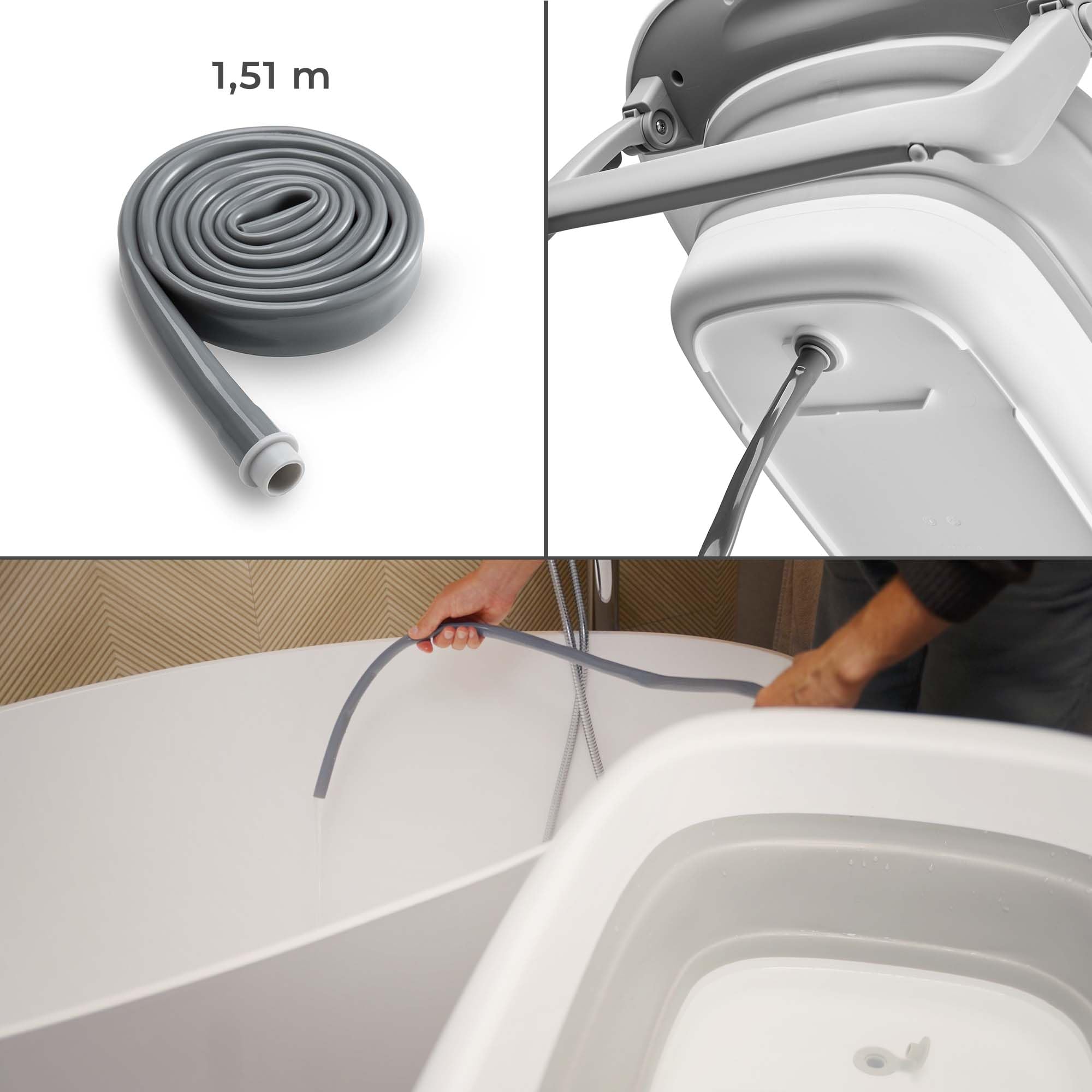 Kinderkraft BUBBLY Baignoire pour bébé avec support, pliable, étagère à langer, montage rapide et facile, gris
