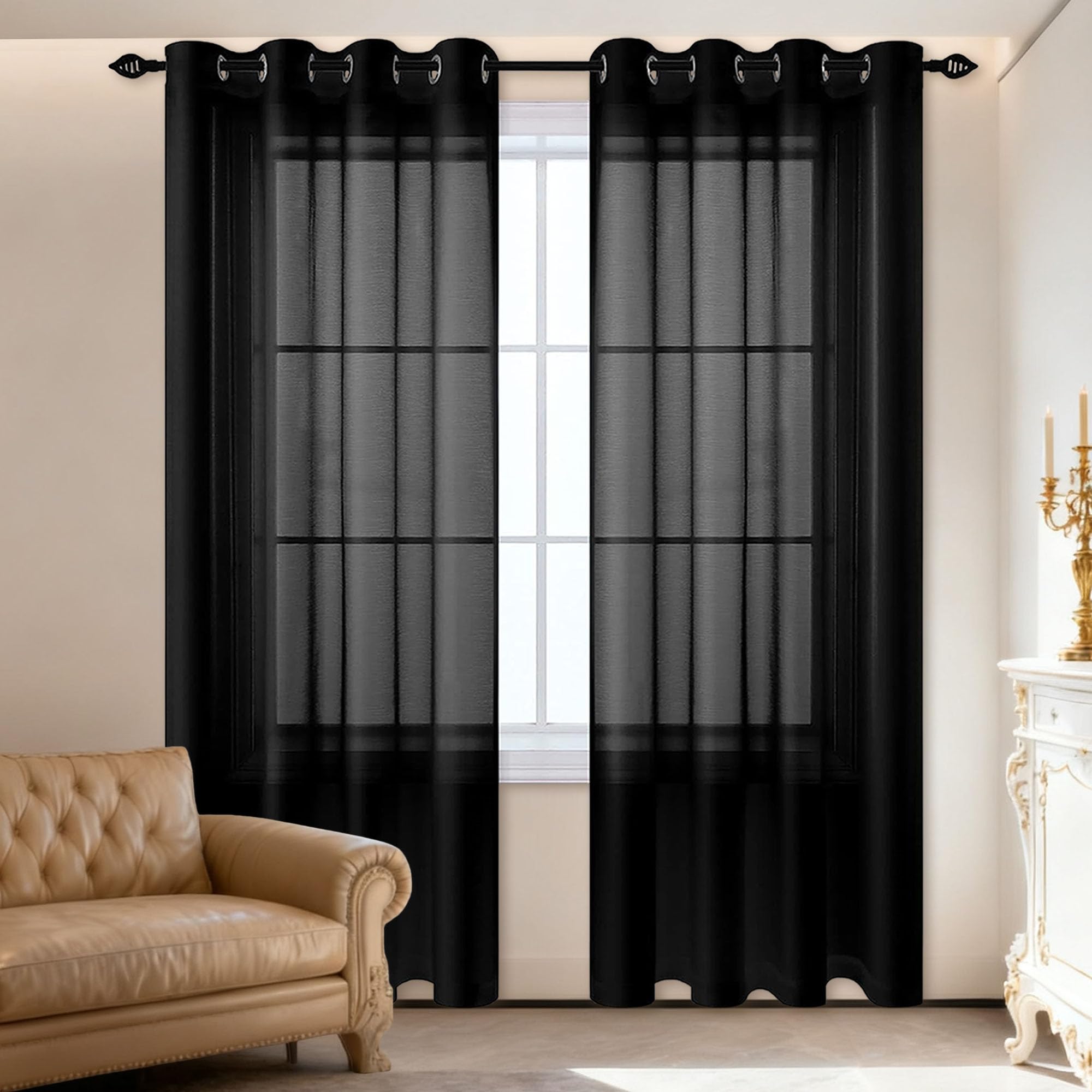 Rideaux voilages noirs translucides pour sublimer la terrasse