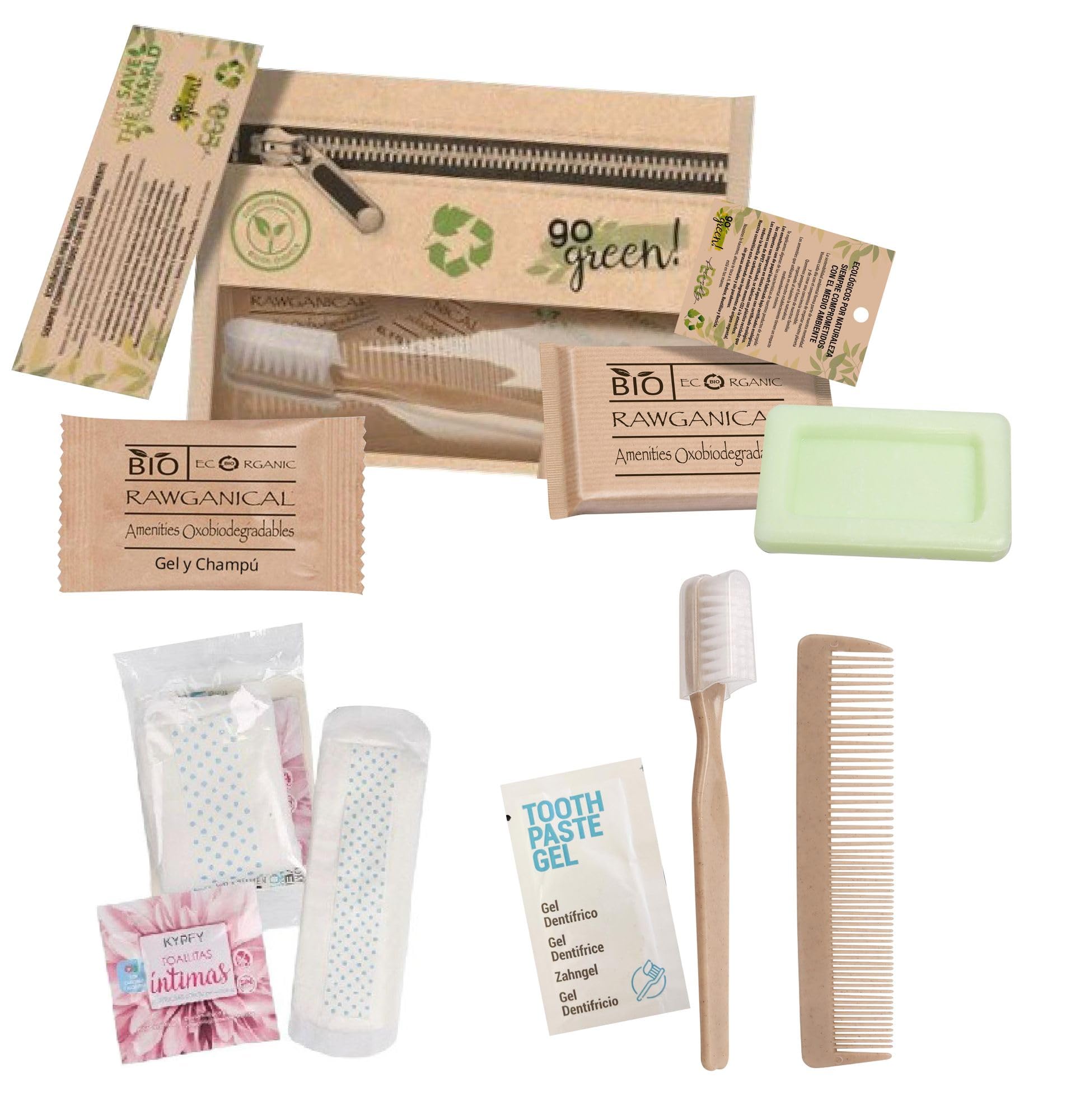 Confezione da 24 kit di igiene personale per donna in beauty case usa e getta - ideale per viaggi, palestra e uso quotidiano