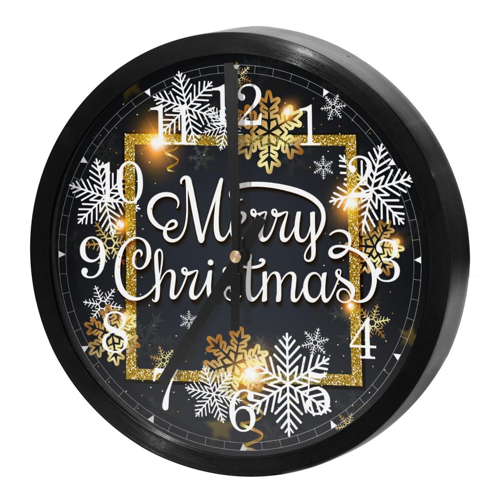 Horloge murale silencieuse quartz ronde noire et dorée à pile pour maison