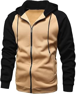 Duohropke Sudadera con capucha para hombre, color negro, con cremallera, sudadera con capucha, informal, sudadera cálida, jersey cálido, corte ajustado, chaqueta ligera y fina de entretiempo