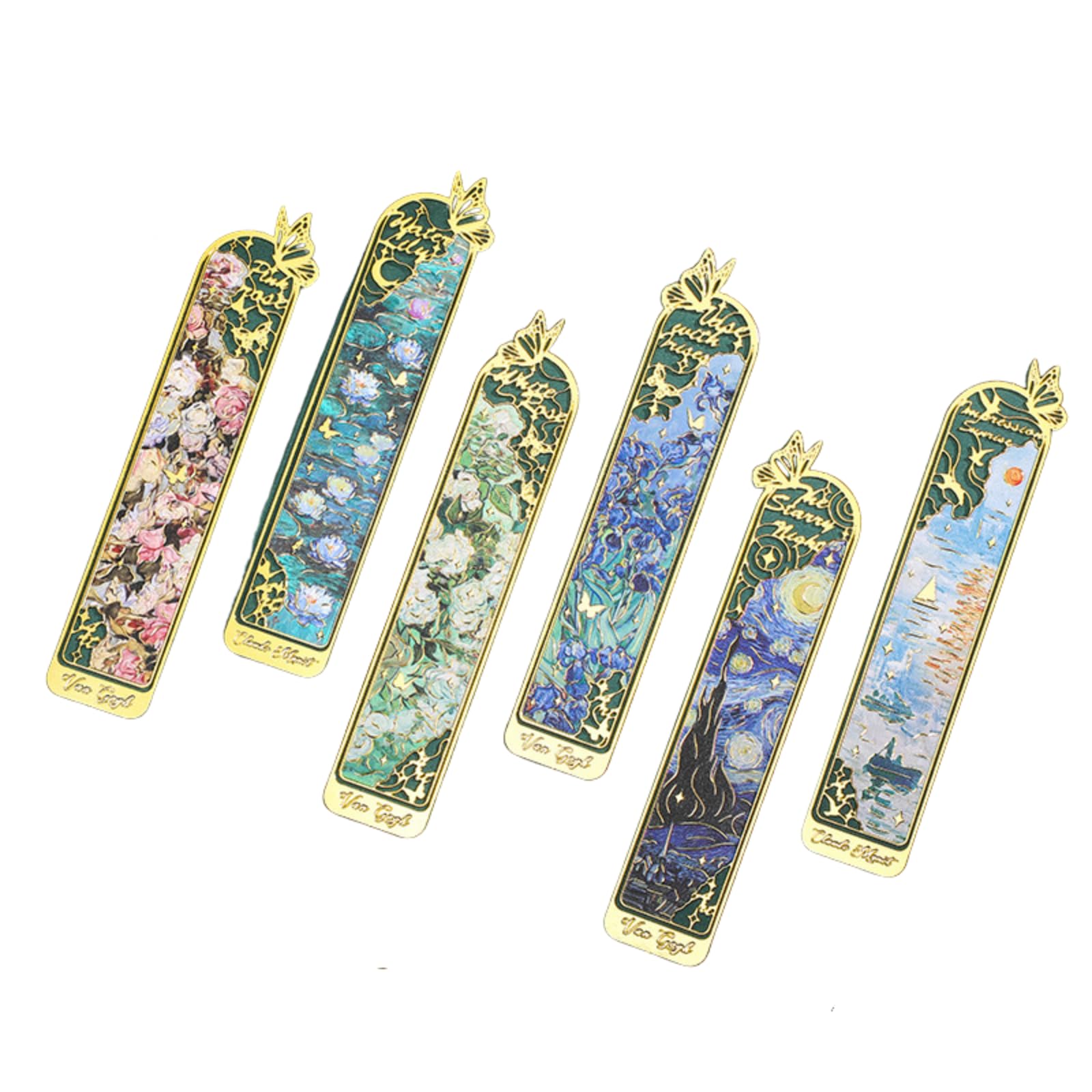 Amazon | ADOSSY しおり セット 金属製 絵画 モチーフ 読書