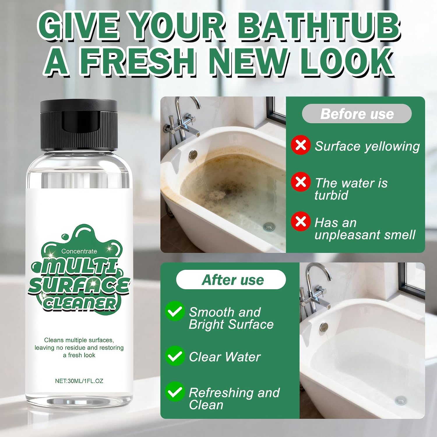 JAOJAO Bath Tub Cleaner For Jet Tubs, Whirlpools & Spa Bath System, 30ml*2 image 2