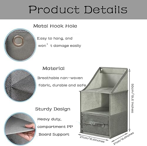 Miniatura 2 de Bolsa de almacenamiento para colgar en la pared, organizador de armario sobre la puerta, organizador colgante de armario con cajones, estantes