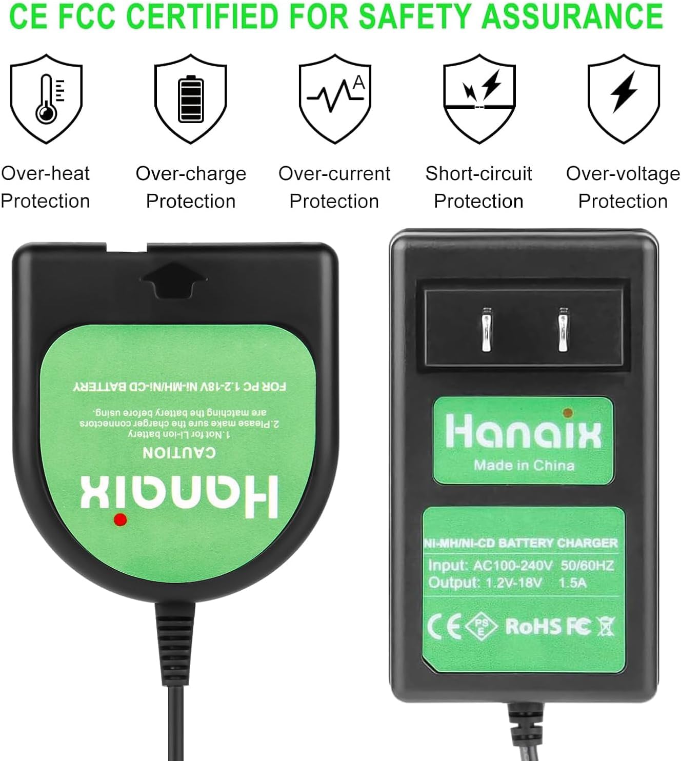 1.2V-18V Charger for Porter Cable PC18B PC18BL PC186CS PCXMVC PCC489N ATOOL248,90533718, PC186CSB Ni-Mh/Ni-CD Battery Charger (Not for Li-ion Battery) - Image 5
