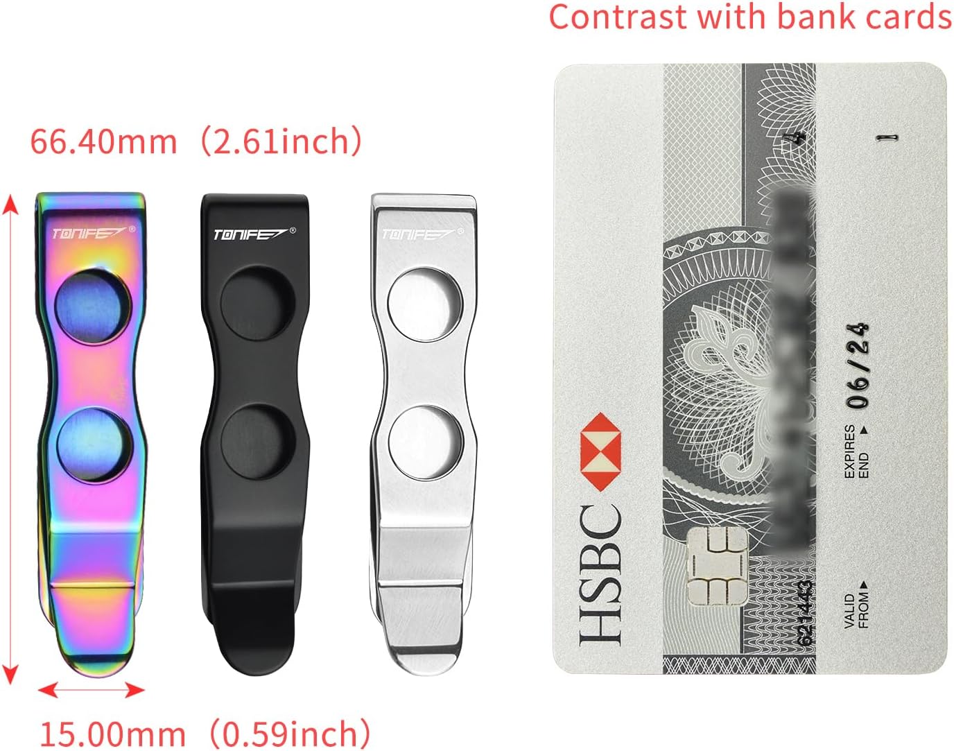 TONIFE Pocket Clip for Smartphones Multi Tool Utility Clip for Belt Holster Mobile Case, Secured with 3M VHB Adhesive, Stainless Steel