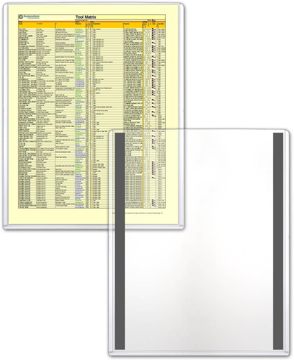 STORE SMART - Magnetic Frames - Rigid Plastic - 100-Pack - 8 1/2" x 11" - Lean / 5S / Six Sigma (HPP812X11M-LEAN-100)