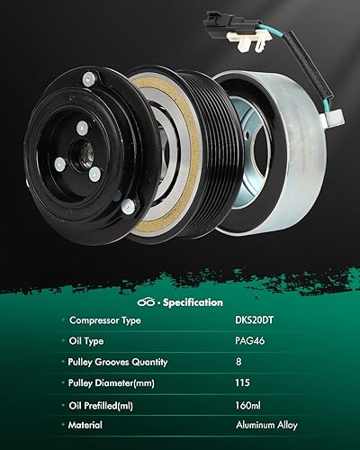 Miniatura 262 de SCITOO Compresor de CA para Acura TSX 2.4L 2004 2005 2006 2007 2008, CO 10849T Compresor de aire acondicionado con embrague 38810RBBA01 10360661