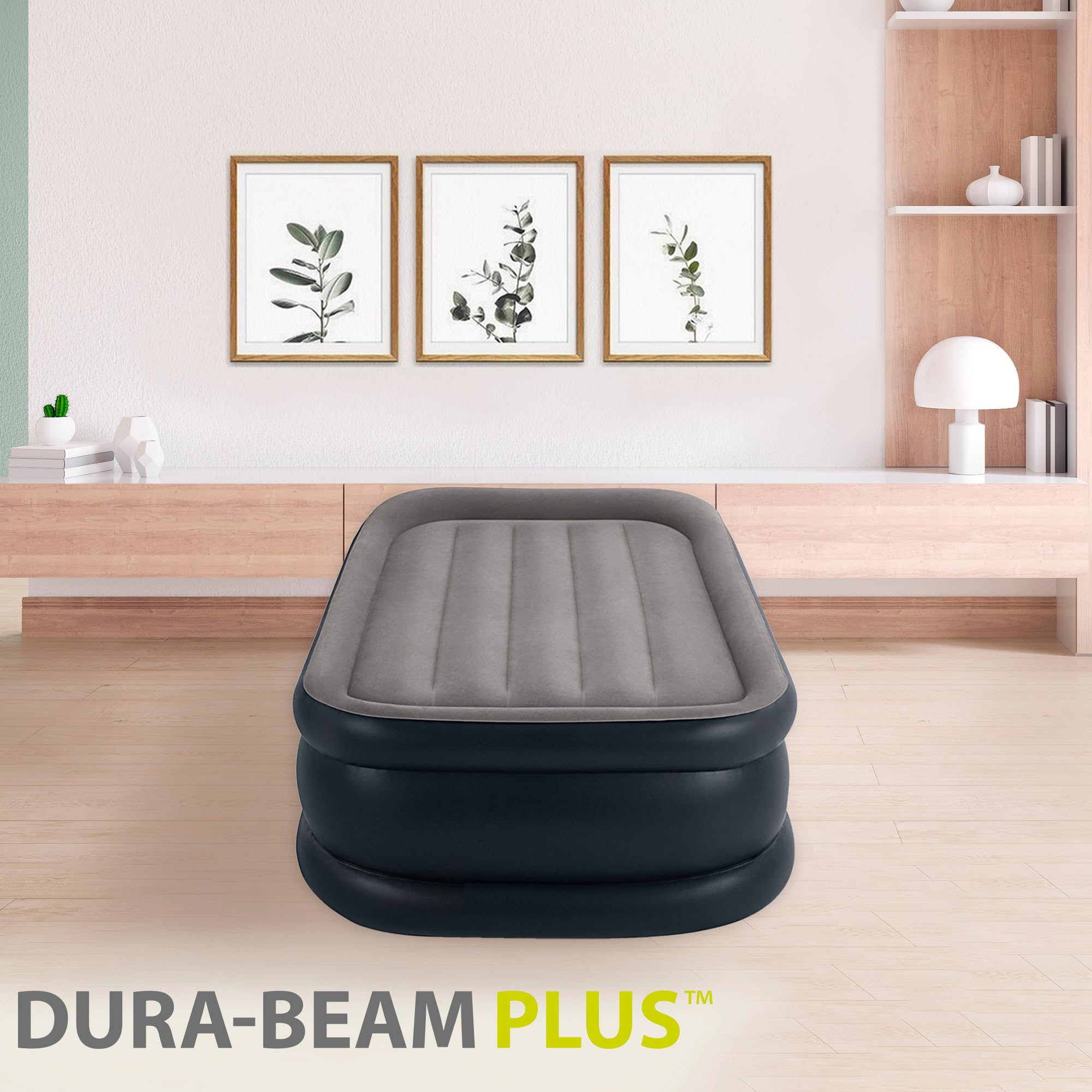 Intex 64132ND - Materasso Dura-Beam Pillow Rest Deluxe Singolo, Bicolore, con Pompa Elettrica Incorporata, 99x191x42 cm