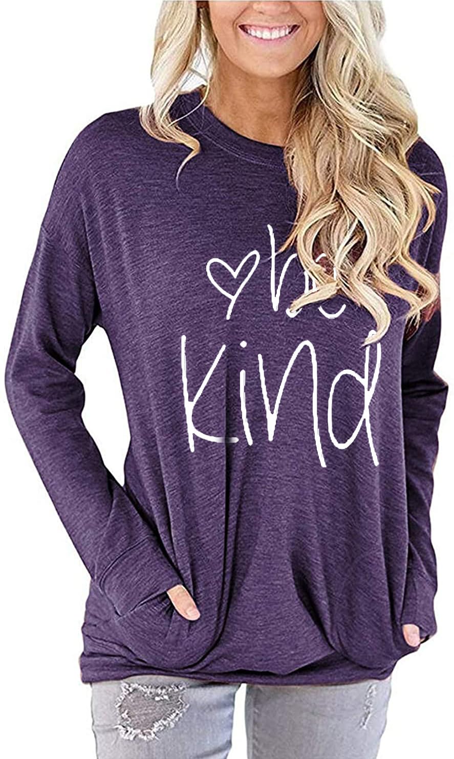 LaLaLa Women's Casual Loose Fit Tunic Tops Long Sleeve Comfy Sweatshirts Pullover T-Shirts Blouses