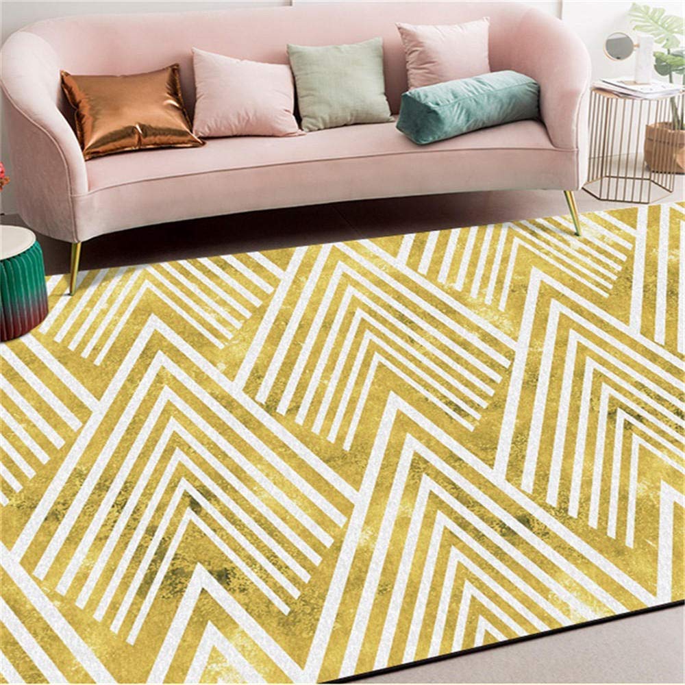 Tapis de salle de bain géométrique pour éviter le sol froid tapis jaune durable
