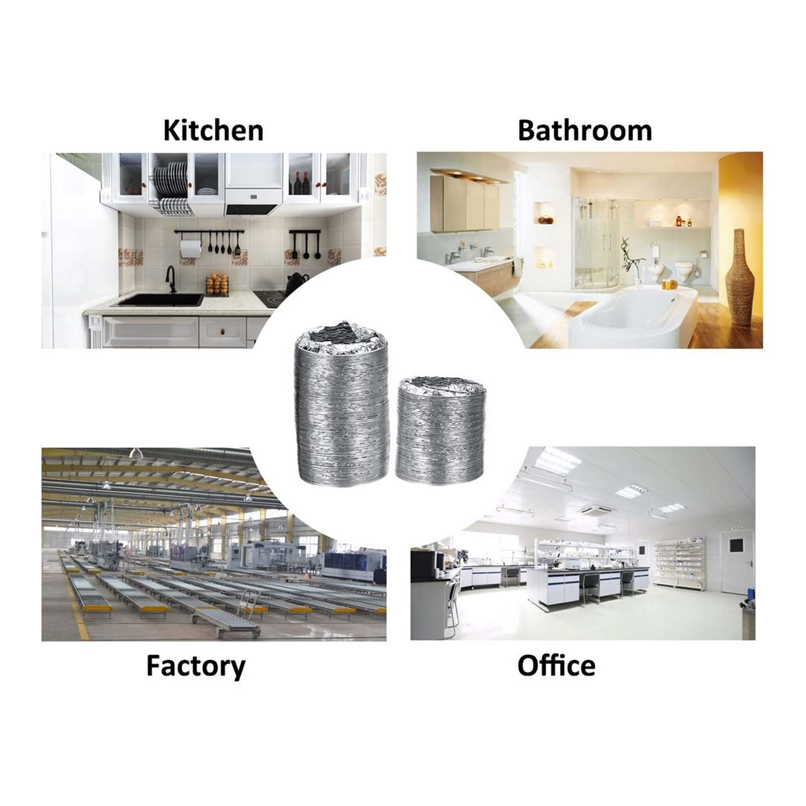 Abluftschlauch PVC-Aluminiumrohr-Lüftungskanal, flexibler Abluftkanal, 10,2 cm, 100 mm, Lüftungskanallänge 78,7 Zoll, 118 Zoll, Luftsystem-Belüftung, Badezimmer Lüftungsschlauch ( Size : 300CM/118IN )