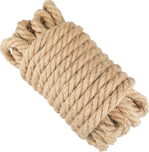 KINGLAKE GARDEN Cuerda de yute, cuerda de cáñamo resistente de 12 pulgada x 32.8 pies (0.472 in x 32.8 ft) cuerda de cáñamo trenzada para jardinería disponible en Yaxa Peru