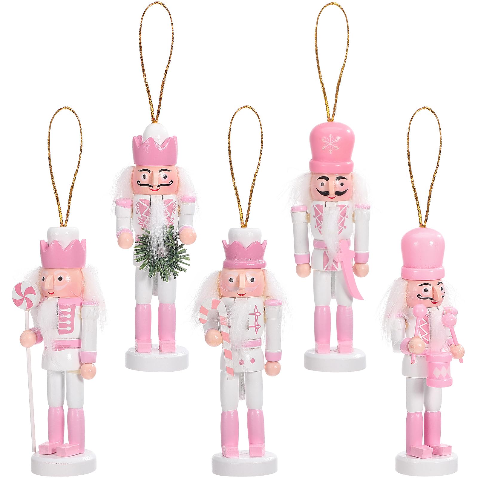 VALICLUD 5pcs Christmas Nutcracker Ornaments Mini Nutcracker Soldier Figures Wooden Hanging Christmas Decorations for Xmas Party