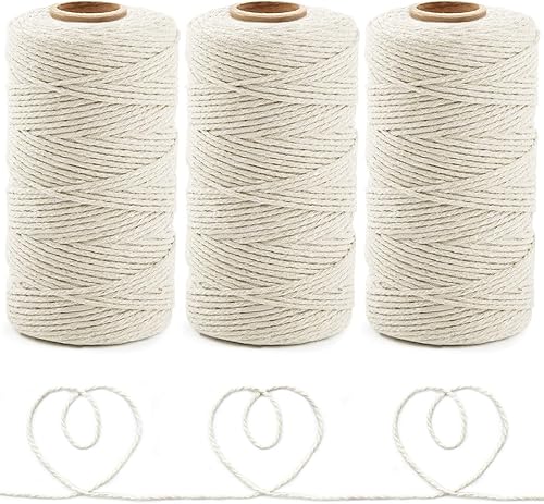 Anvin 300 metros de cordel de yute natural de algodón Cordel de embalaje Cordel de panaderos Cordel beige Cordel para envolver Carniceros Arte y