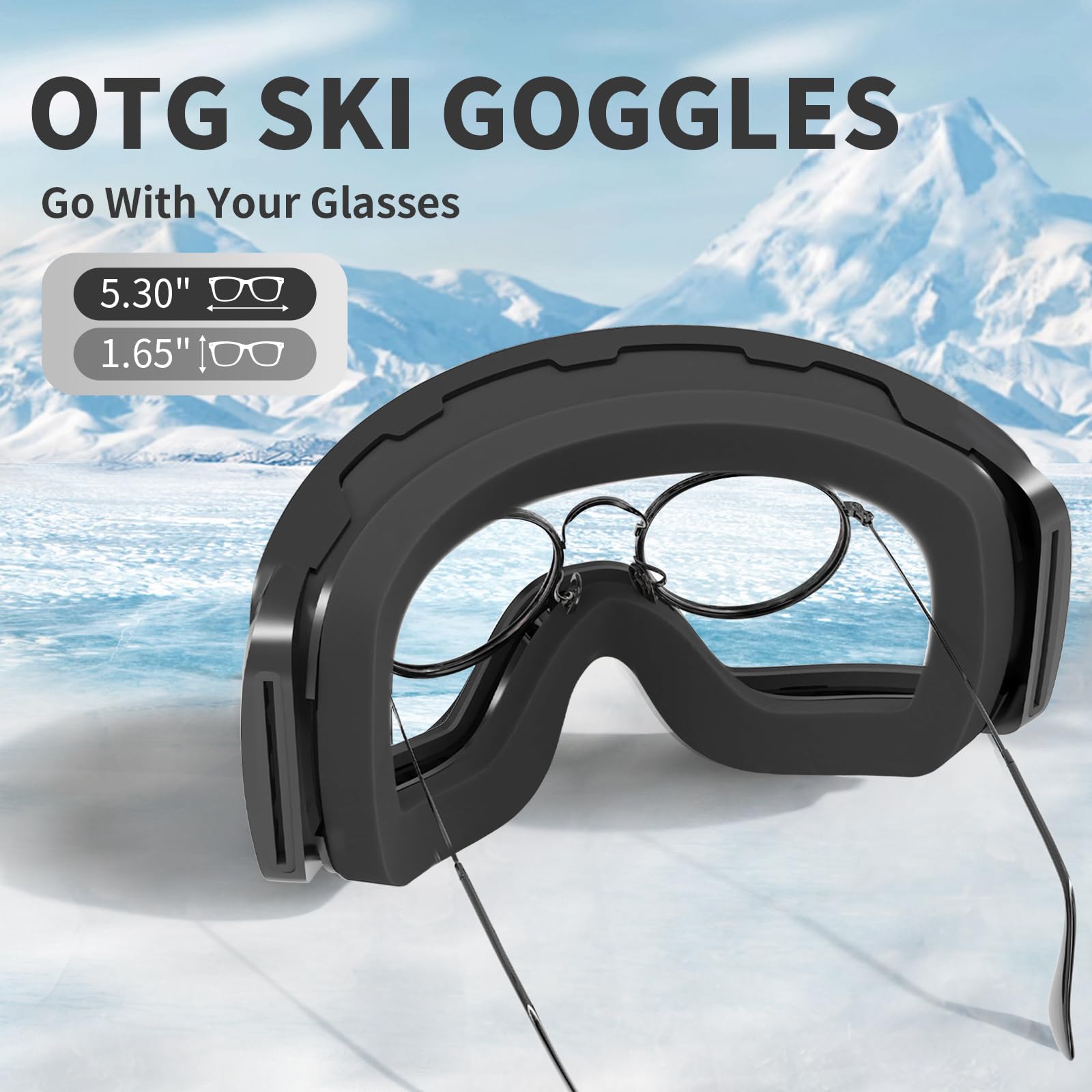 Whale Gafas de esquí magnéticas antivaho, gafas de snowboard para hombres, mujeres y jóvenes, gafas de nieve OTG polarizadas
