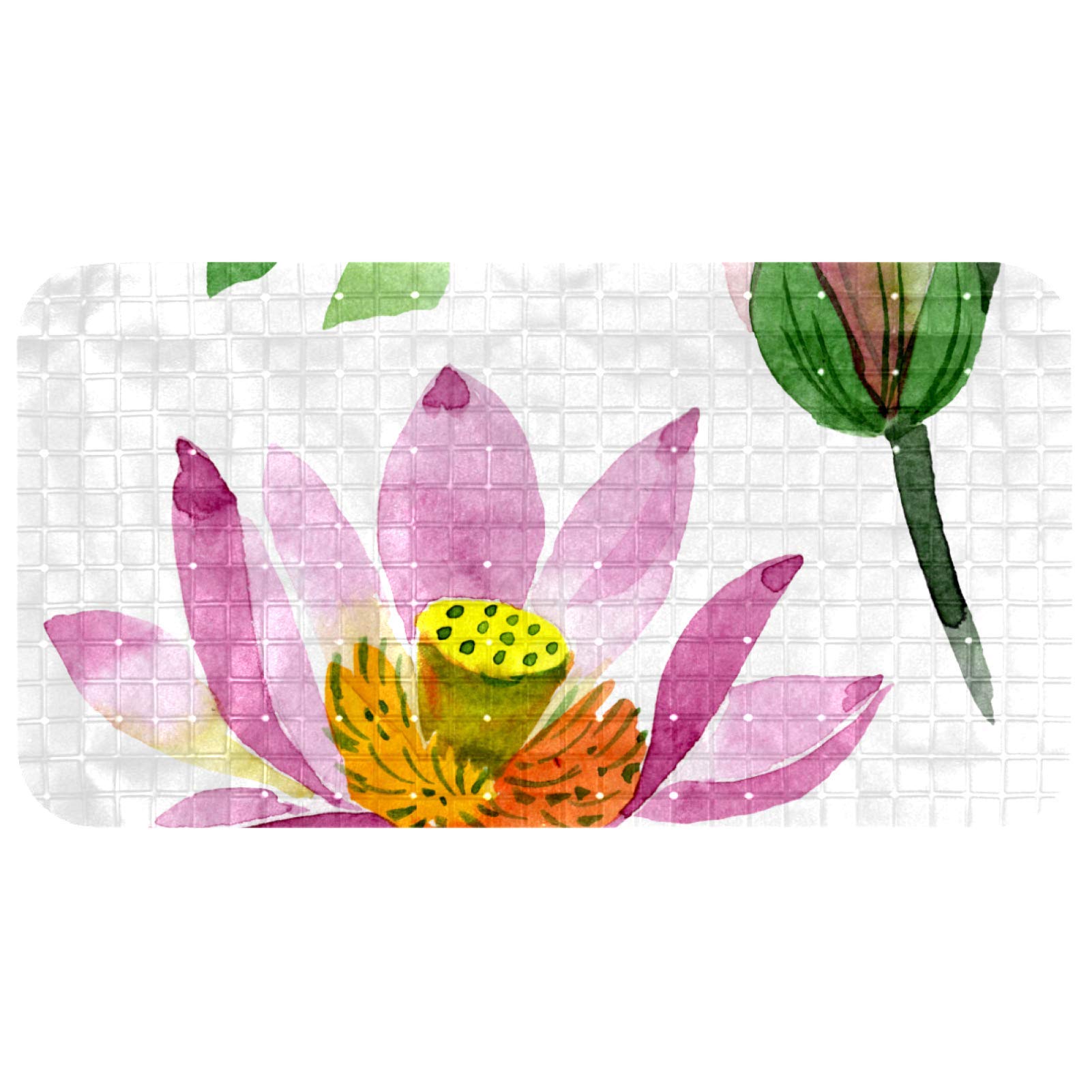 Tapis de bain antidérapant Bennigiry violet lotus pour éviter les chutes en baignoire