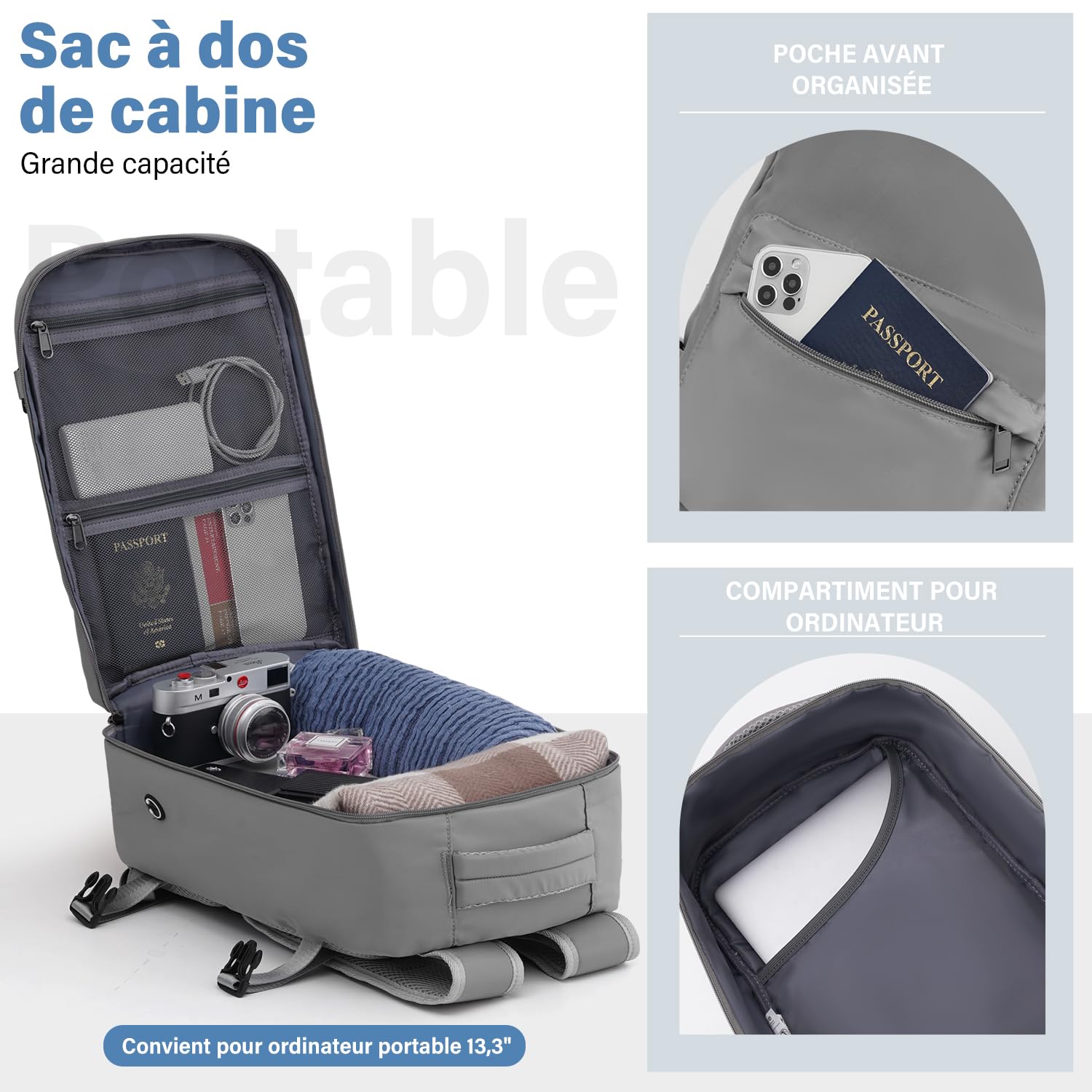 COOLIFE Bagages Cabine 40x20x25 pour Ryanair Sac de Voyage, Sac a Dos Voyage Cabine Avion Bagage à Main Femme Homme 20L sous Siege Bagage Sac De Voyage pour Ordinateur Portable 13.3''