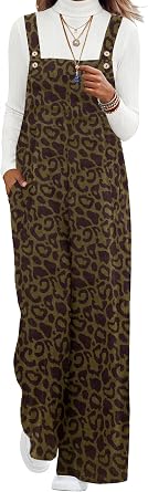 Lepunuo Womens Corduroy Casual Jumpsuits Adjustable Summer Wide Leg Rompers Sleeveless Overalls with Pockets
