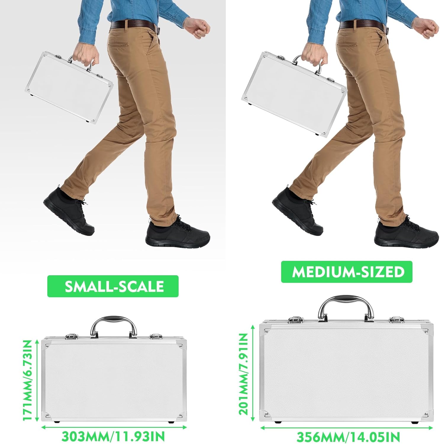 Professional Microphone Case, Hard Shell Carrying Case for 2 Wireless Mics, Aluminum Frame with Foam Interior, white