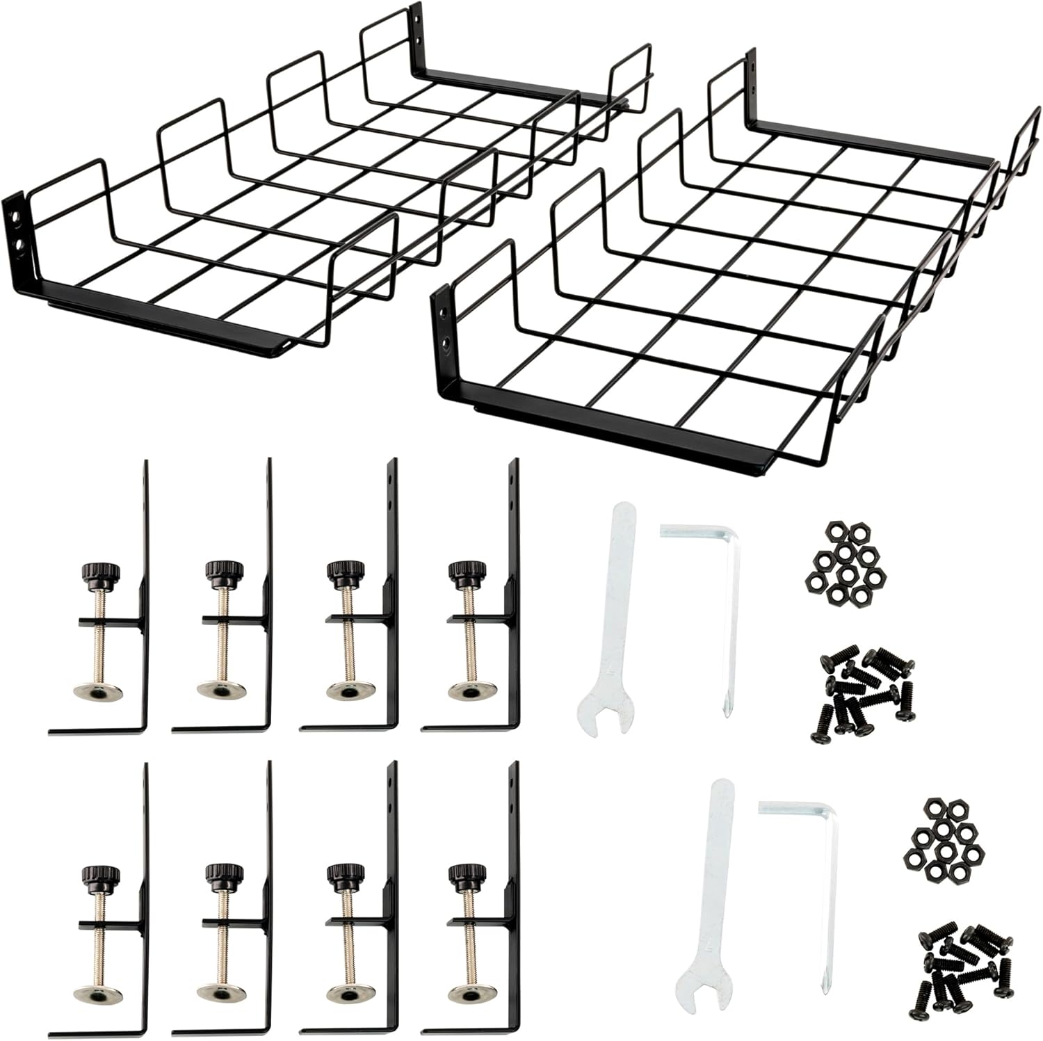 CUQOO No Drill Cable Management Tray Pack of 2 Under Desk Cable