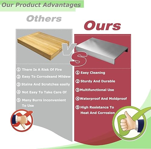 Miniatura 5 de Cubierta superior de estufa de acero inoxidable para estufa de gas, estufa eléctrica, tabla de fideos, tabla de cortar, cubierta superior de estufa